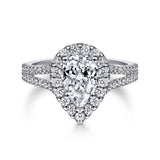 Savannah - 14K White Gold Pear Shape Halo Diamond Engagement Ring setting