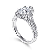 Savannah - 14K White Gold Pear Shape Halo Diamond Engagement Ring setting