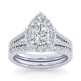Savannah - 14K White Gold Pear Shape Halo Diamond Engagement Ring setting