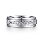 Gabriel & Co. Enzo 14K White Gold Diamond Men's Wedding Band Sand Blast Finish 0.50 CTW