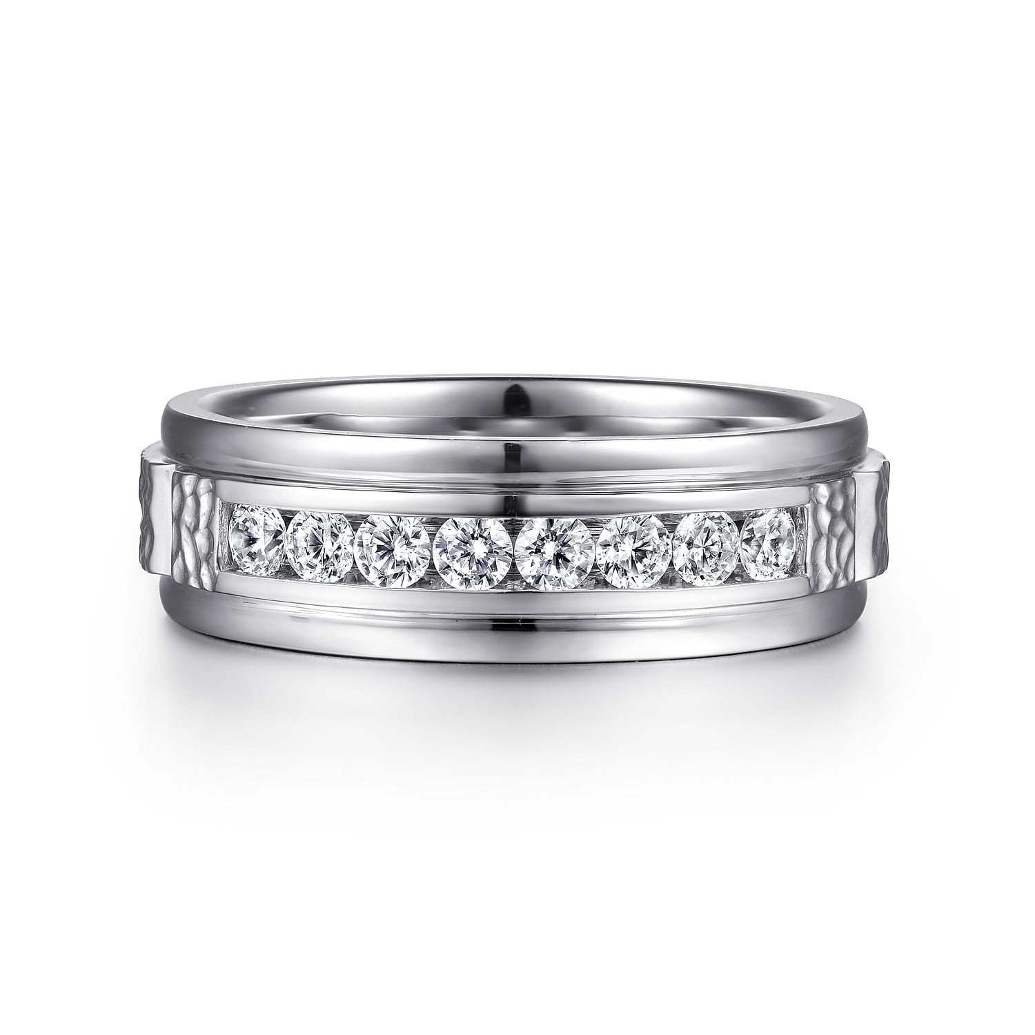 Gabriel & Co. Enzo 14K White Gold Diamond Men's Wedding Band Sand Blast Finish 0.50 CTW