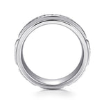 Gabriel & Co. Enzo 14K White Gold Diamond Men's Wedding Band Sand Blast Finish 0.50 CTW - view 2