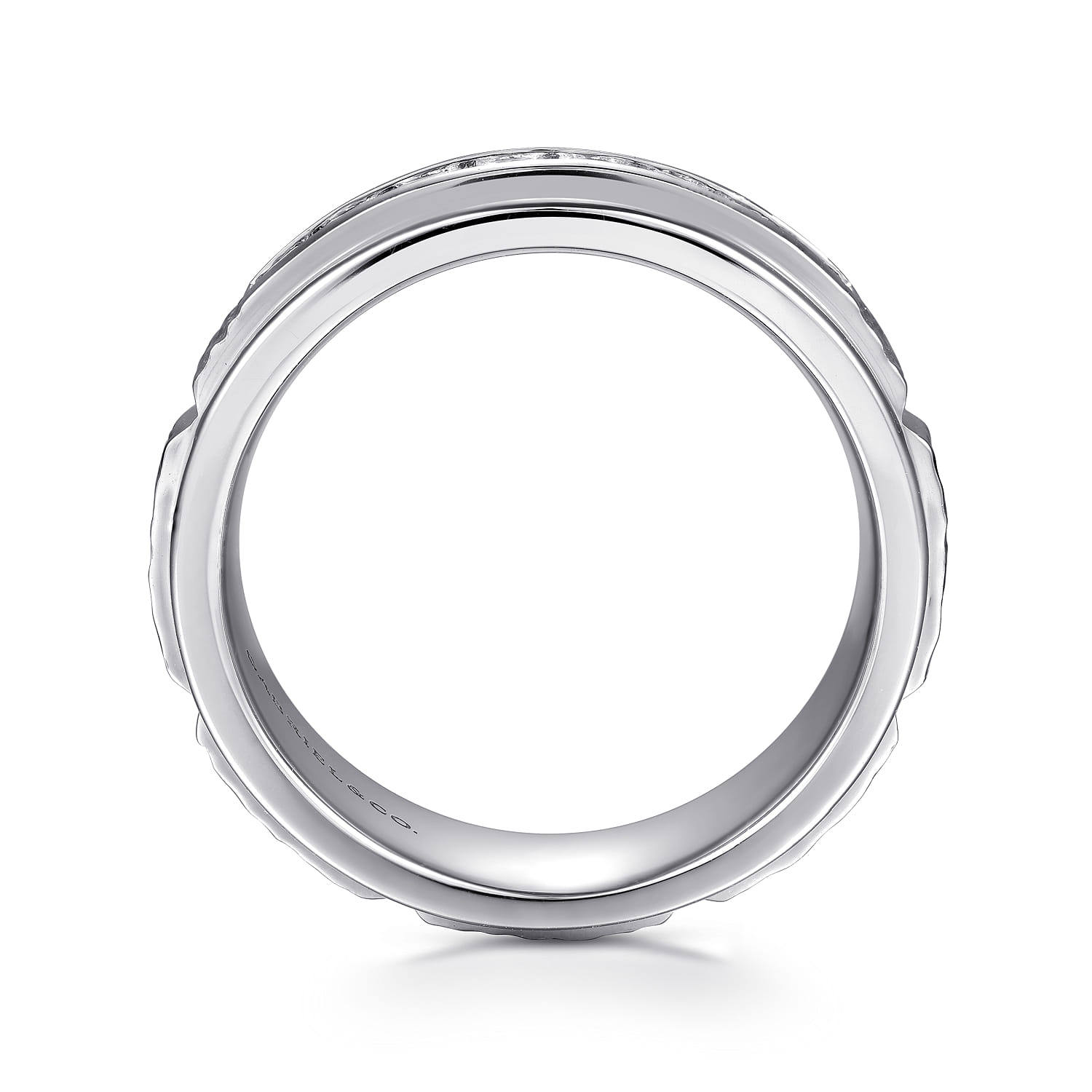 Gabriel & Co. Enzo 14K White Gold Diamond Men's Wedding Band Sand Blast Finish 0.50 CTW - view 2
