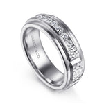 Gabriel & Co. Enzo 14K White Gold Diamond Men's Wedding Band Sand Blast Finish 0.50 CTW - view 3