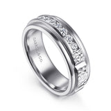 Gabriel & Co. Enzo 14K White Gold Diamond Men's Wedding Band Sand Blast Finish 0.50 CTW - view 3