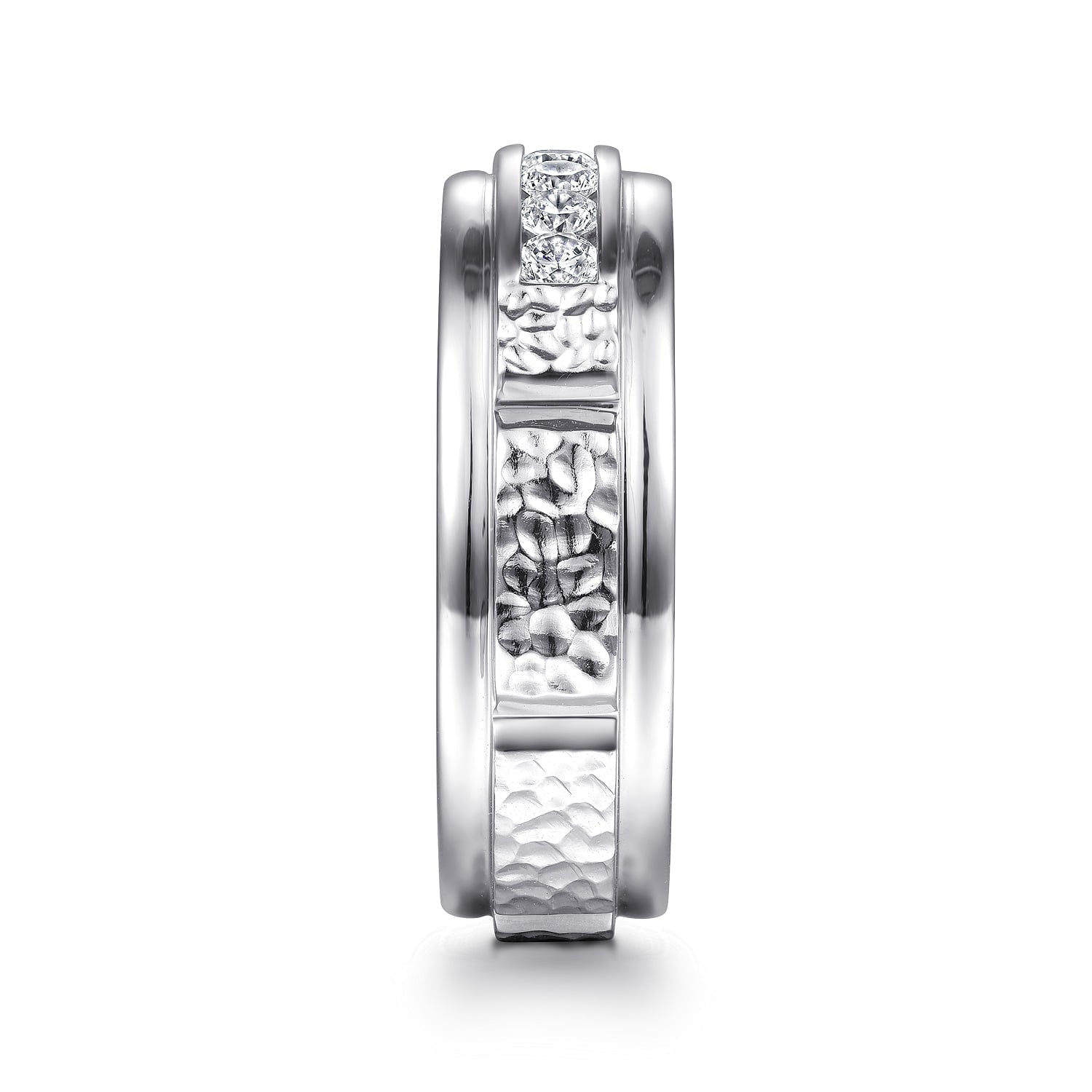 Gabriel & Co. Enzo 14K White Gold Diamond Men's Wedding Band Sand Blast Finish 0.50 CTW - view 4