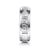 Gabriel & Co. Enzo 14K White Gold Diamond Men's Wedding Band Sand Blast Finish 0.50 CTW - view 4
