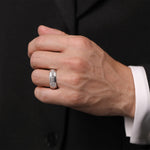 Gabriel & Co. Enzo 14K White Gold Diamond Men's Wedding Band Sand Blast Finish 0.50 CTW - view 5