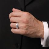 Gabriel & Co. Enzo 14K White Gold Diamond Men's Wedding Band Sand Blast Finish 0.50 CTW - view 5