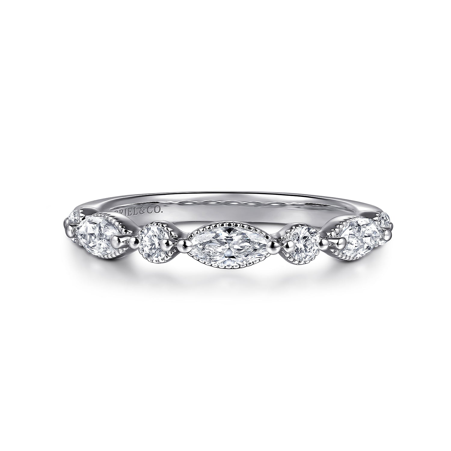 Gabriel & Co. Esperanza 14K White Gold Marquise and Round Diamond Anniversary Band 0.63 CTW