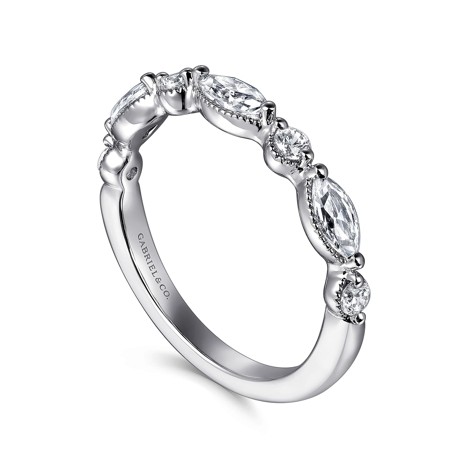 Gabriel & Co. Esperanza 14K White Gold Marquise and Round Diamond Anniversary Band 0.63 CTW - view 3