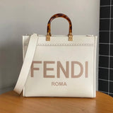 Fendi Cream Tote Bag Sunshine Medium White leather shopper Pre-Owned