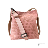 Fendi Preloved Zucca Shoulder Bag Pink Beige Canvas Wo Great Condition
