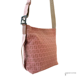 Fendi Preloved Zucca Shoulder Bag Pink Beige Canvas Wo Great Condition