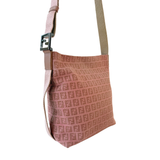 Fendi Preloved Zucca Shoulder Bag Pink Beige Canvas Wo Great Condition