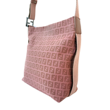 Fendi Preloved Zucca Shoulder Bag Pink Beige Canvas Wo Great Condition