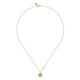 Gabriel & Co. 14K Yellow Gold Blue Topaz Floral Drop Necklace | In-Store