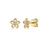 Gabriel & Co. Floral 14K Yellow Gold Diamond Stud Earrings EG14609Y45JJ