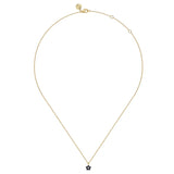 Gabriel & Co. 14K Yellow Gold Diamond & Sapphire Flower Pendant Necklace | Blue Sapphire Floral Necklace In-Store