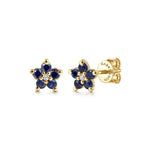 Gabriel & Co. EG14958Y45SA sapphire and diamond flower stud earrings in 14K yellow gold