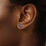 Gabriel & Co. sapphire flower stud earring side view with push back