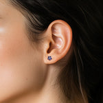 Gabriel & Co. sapphire flower stud earrings in 14K yellow gold, additional view