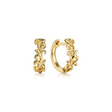 Floral - 14K Yellow Gold Floral Huggie Earrings | In-Store