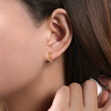 Floral - 14K Yellow Gold Floral Huggie Earrings | In-Store