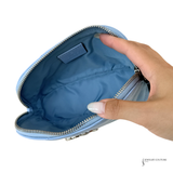 GUCCI Calfskin Matelasse GG Marmont Pouch Cosmetic Case Porcelain Light Blue Chevron Pre Owned