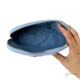 GUCCI Calfskin Matelasse GG Marmont Pouch Cosmetic Case Porcelain Light Blue Chevron Pre Owned