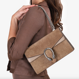 GUCCI Dionysus Medium Brown shoulder bag Suede and Leather Taupe Pre-Owned