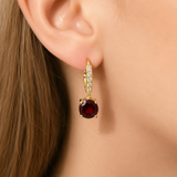 14KT Yellow Gold Garnet and Diamond Drop Earrings 4CT
