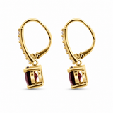 14KT Yellow Gold Garnet and Diamond Drop Earrings 4CT