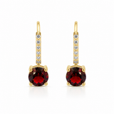 14KT Yellow Gold Garnet and Diamond Drop Earrings 4CT