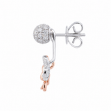 14KT Two-Tone Gold Floral and Butterfly Diamond Drop Earrings 0.74CT