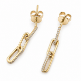 14KT Yellow Gold Paperclip Diamond Drop Earrings 0.90CT