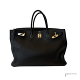 Hermès Birkin 40 Black Clemence leather with White Silver Hardware