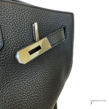 Hermès Birkin 40 Black Clemence leather with White Silver Hardware