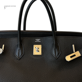 Hermès Birkin 40 Black Clemence leather with White Silver Hardware