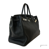 Hermès Birkin 40 Black Clemence leather with White Silver Hardware