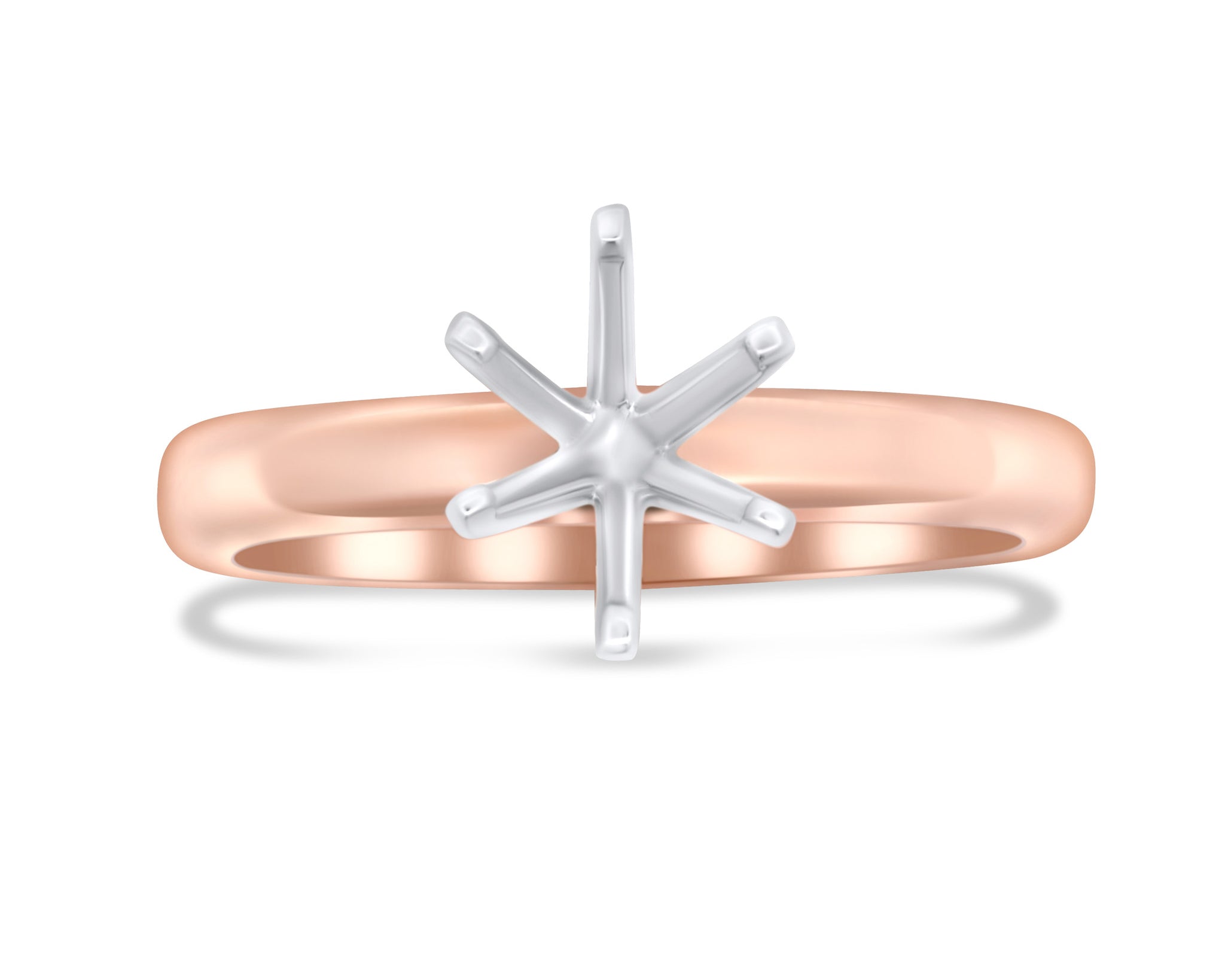 Decoage Tulip 14KT White and Rose Gold Round Solitaire Semi-Mount Engagement Ring