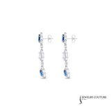 Gentian - 14KT White Gold Pear Blue Sapphire and Diamond Earrings