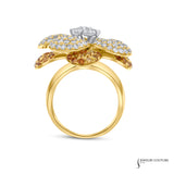 Flower - 18KT Tri-Tone Gold Ring with Diamonds