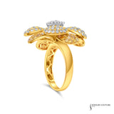 Flower - 18KT Tri-Tone Gold Ring with Diamonds