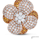 Flower - 18KT Tri-Tone Gold Ring with Diamonds