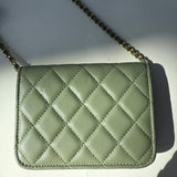 CHANEL 21B GREEN PEARL CRUSH BELT BAG/ MINI BAG Matelasse Shoulder Bag Green Pre-Loved