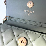 CHANEL 21B GREEN PEARL CRUSH BELT BAG/ MINI BAG Matelasse Shoulder Bag Green Pre-Loved