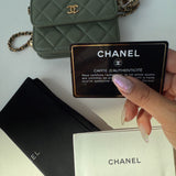 CHANEL 21B GREEN PEARL CRUSH BELT BAG/ MINI BAG Matelasse Shoulder Bag Green Pre-Loved