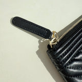CHANEL  Calfskin Chevron Medium Boy Cosmetic Case Black