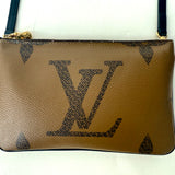Louis Vuitton Double Zip Pochette Reverse Monogram Canvas